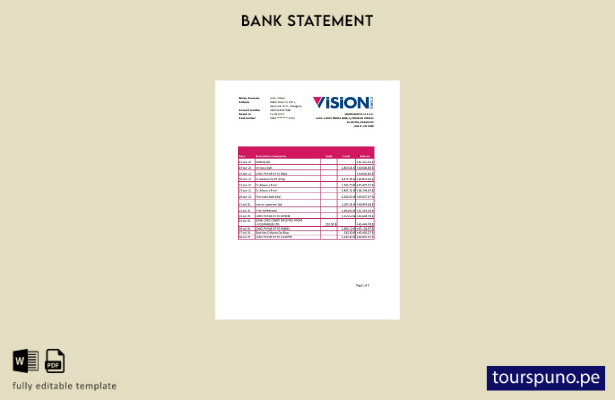 listo para imprimir plantilla de Excel de extracto bancario de Paraguay Vision B